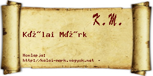 Kálai Márk névjegykártya